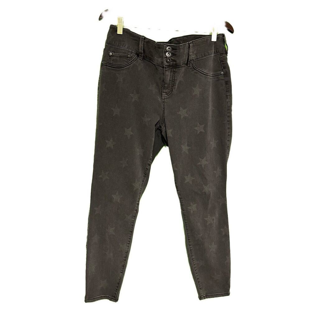Torrid Womens Slim Skinny Star Jeans 18R Faded Black Denim Raw Hem LIQ